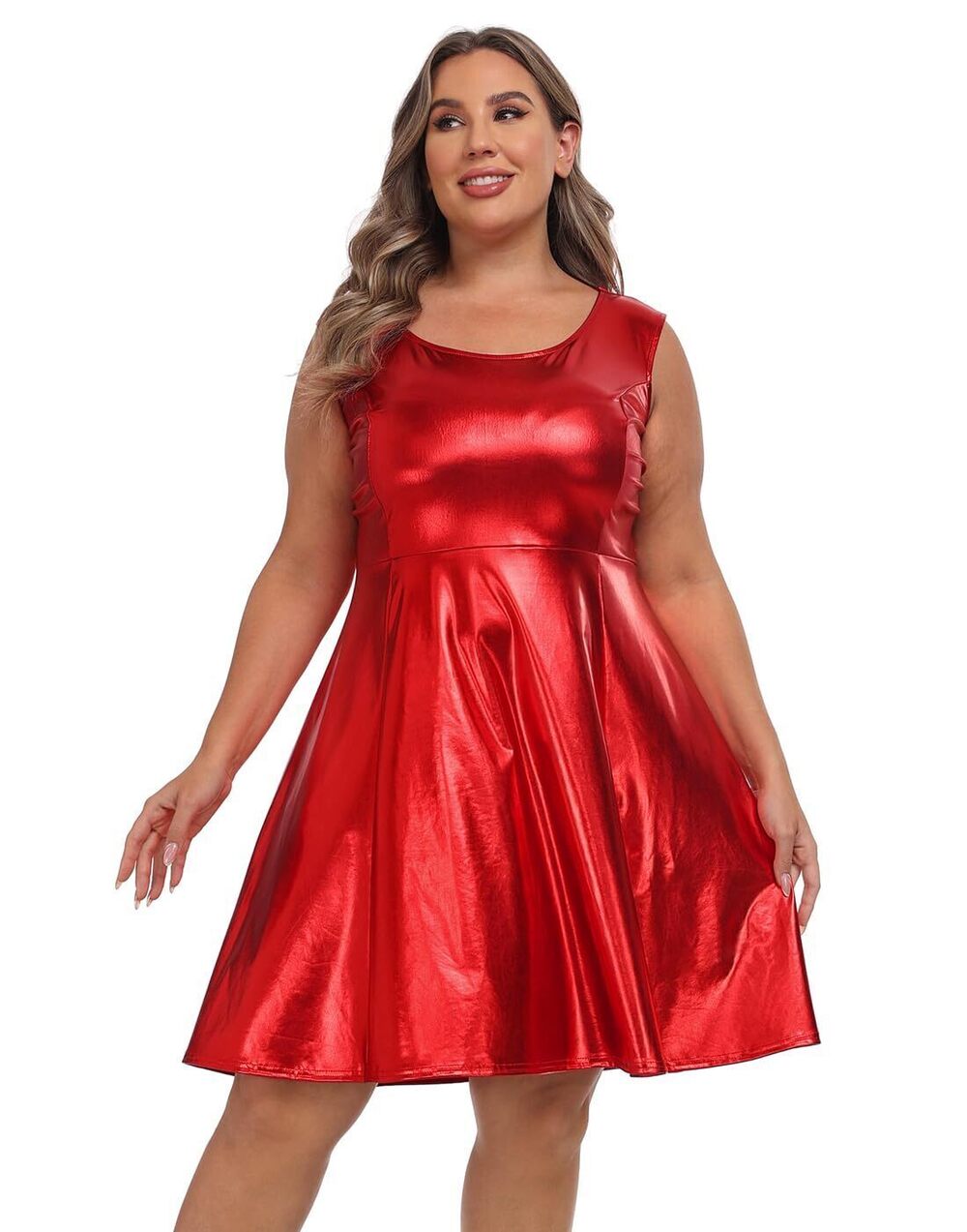 4856 Shiny Metallic Alien Costume Dress Futuristic Sleeveless Space Skater